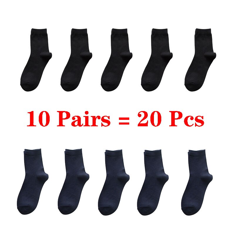 10 par= 20 stk business casual bomuld hvide sokker mænd forår efterår vinter ensfarvede crew sokker mandlige åndbare strømper meias: 14