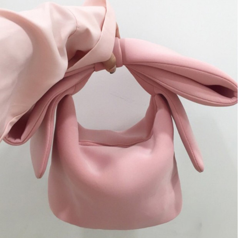 2022 Spring Summer Woman Personality Pink Color Spliced Bow Many Wear Methods Handbag All Match Evening Clutch Bags Cute