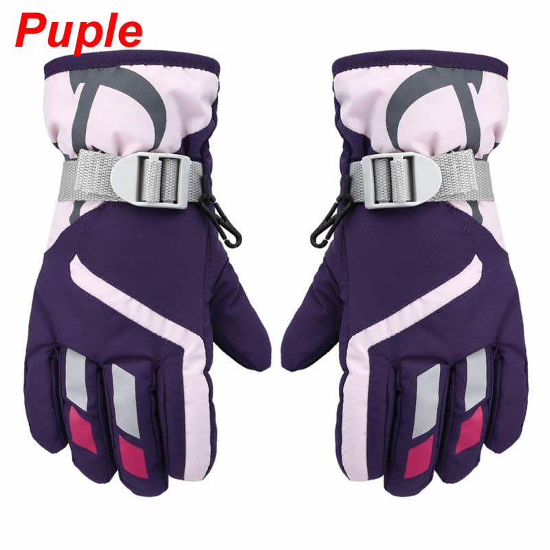 Kids Wanten Kinderen Jongens Meisjes Winter Warm Winddicht Waterdicht Antislip Sport Ski Handschoenen Kids Ademend Verstelbare Handschoen: Purple