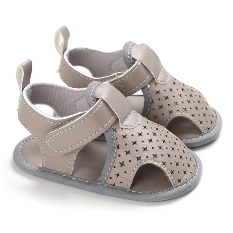 Peuter Pasgeboren Baby Jongens Zomer Sandalen Zachte Zool Schoenen Leer Ademend Star Hollow Out Baby Slippers Prewalker Sandaal Schoenen: H / 0-6 months