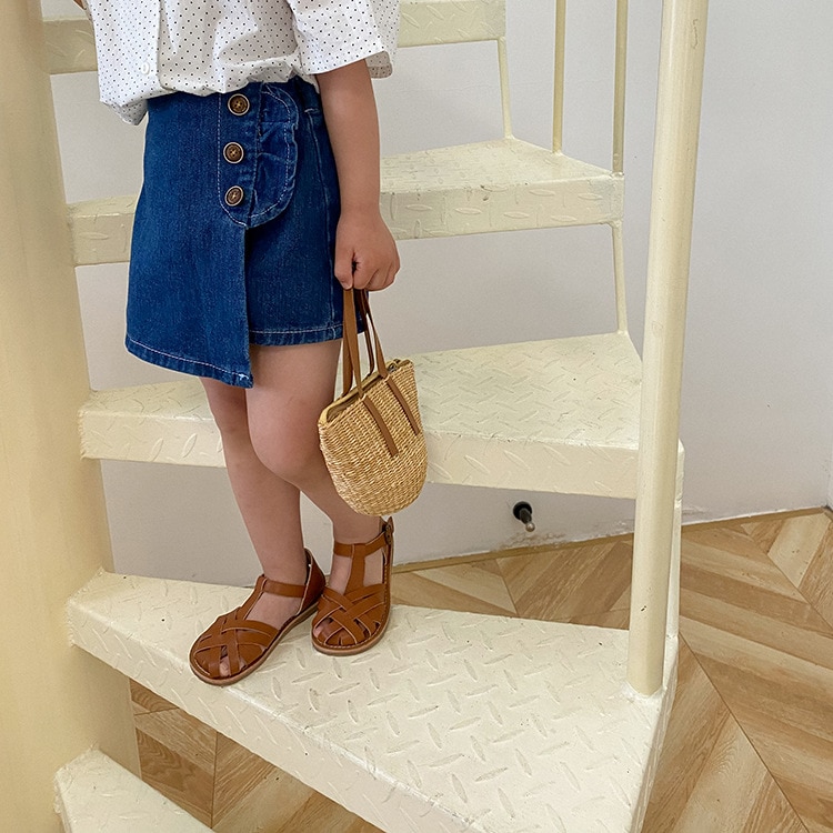 Style coréen filles mignonnes 3 boutons jupe-culotte denim décontracté tout-match jupe divisée