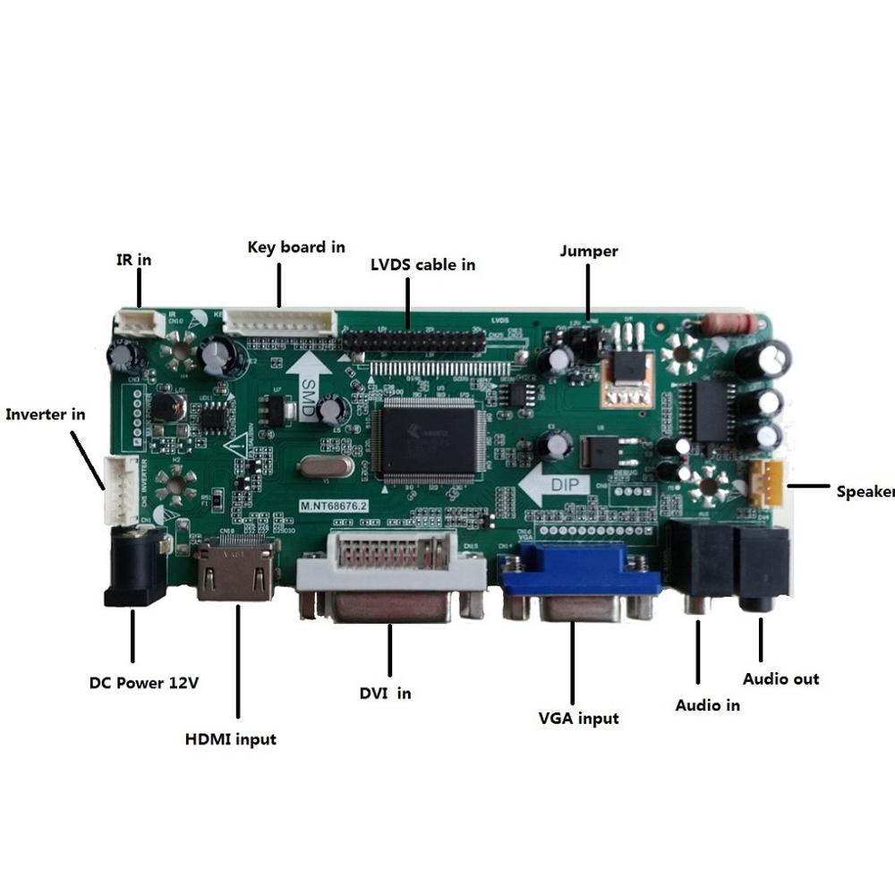 kit for LP150X08 TL A3 30pin 1024x768 Controller Board moitor HDMI+DVI+VGA M.NT68676 Display panel LCD Audio