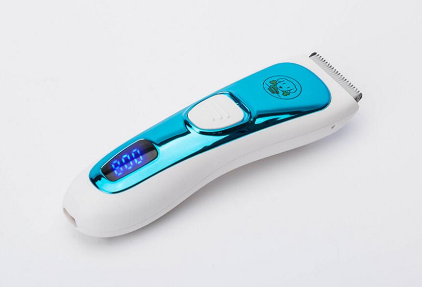 Washable Electric Baby Hair Trimmer Children LCD Haircut Machine Styling Ceramic Razor Child Hairdressing Clipper Haircut Shaver: Blue