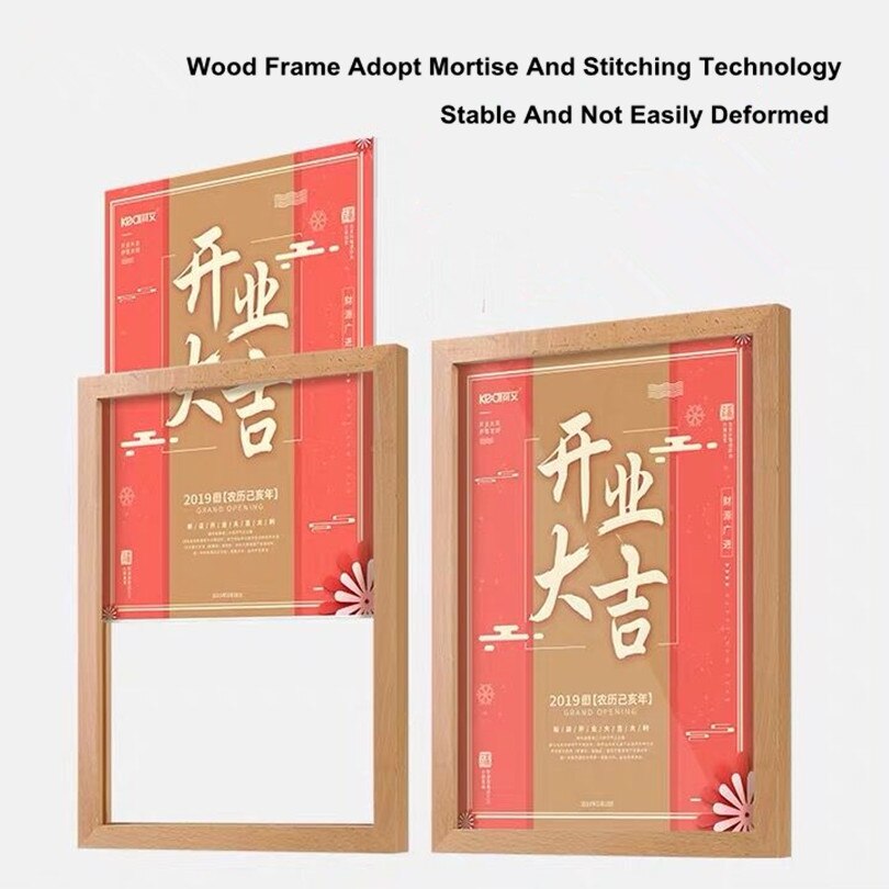 A4 Wood Wall Mount Literature Acrylic Menu Sign Holder Display Frame With Adhesive 11x8.5 Ad Poster Picture Frame