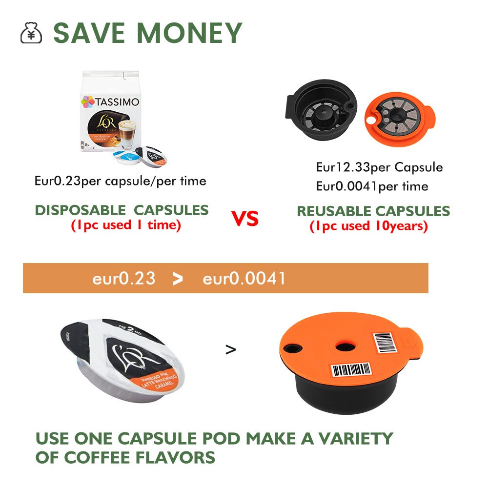 Produce Refillable Coffee Capsules Eco-Friendly Compatible With Bosch-1 Machine Tassimo-0 Coffee Pod Crema Maker