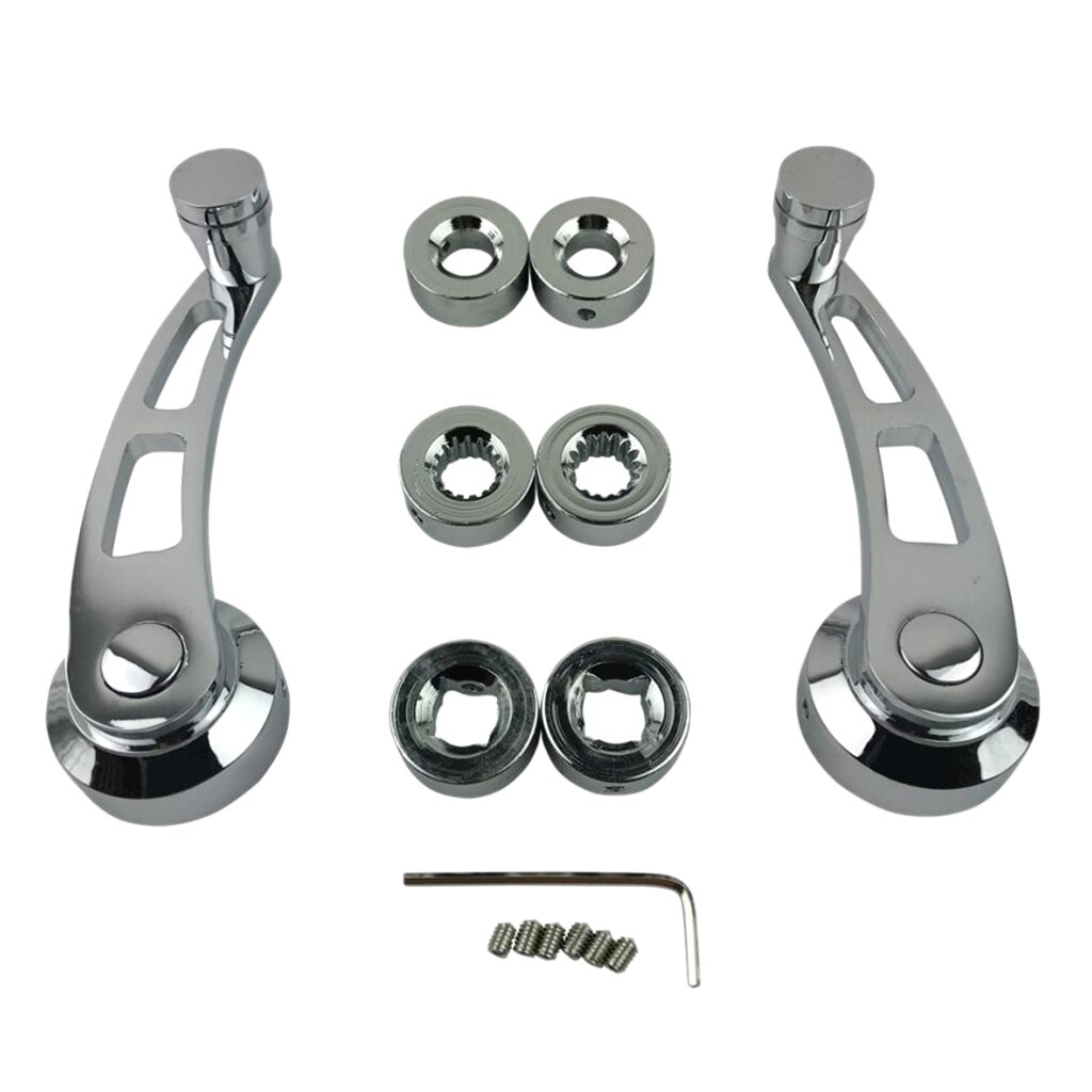 1 Pair Chrome Billet Aluminum Window Crank Handle Kit 4-1/4 Universal Manual Door Window Crank Handle Set Easy Installation