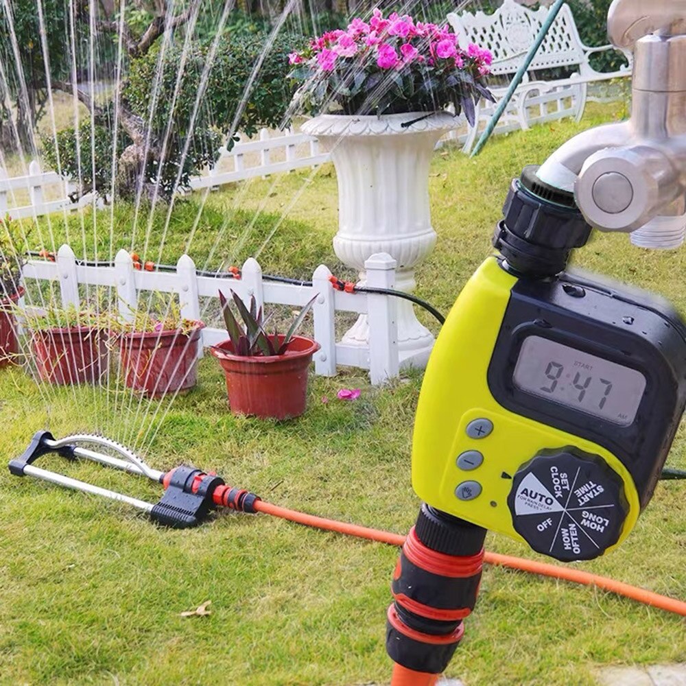 Automatic Watering Timer Irrigation Controller Programmable Hose Faucet Timer Battery Operated with 2 Outlet for Garden Plants