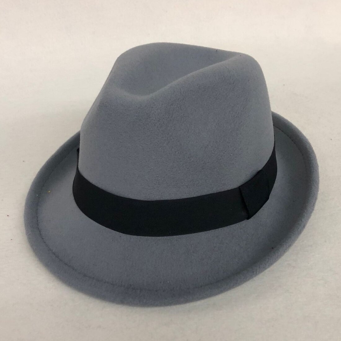Wool Women Men Fedora Hat For Winter Autumn Lady Gangster Trilby Felt Homburg Church Jazz Hat 55-58CM: Gray