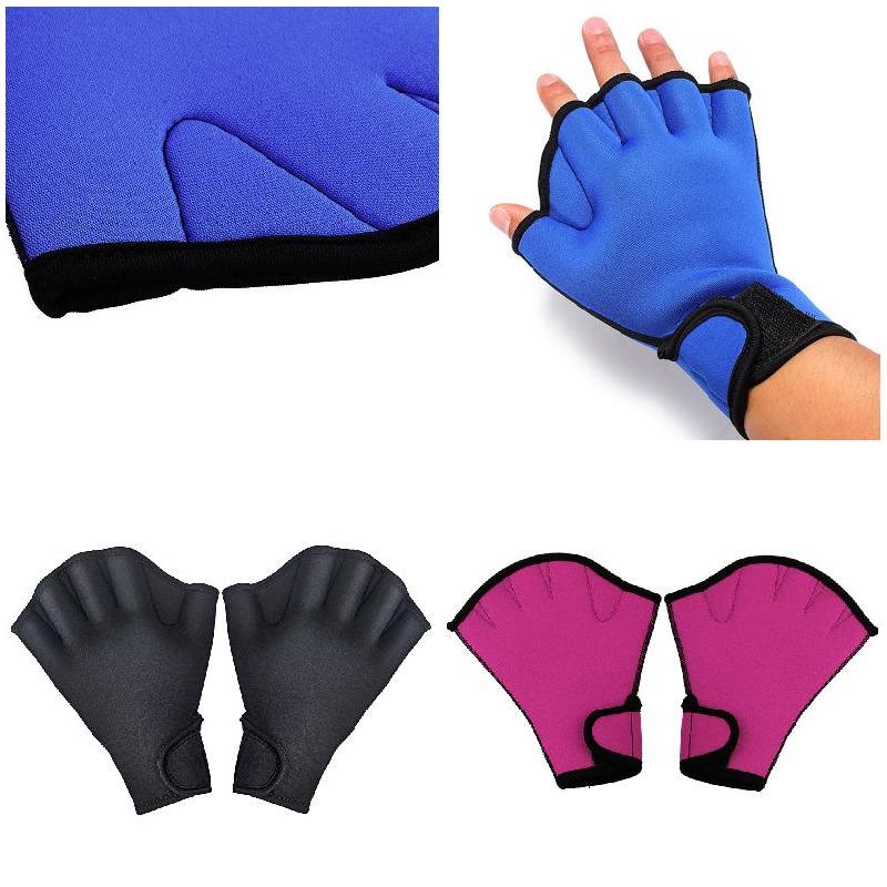 1 Pair Swimming Gloves Aquatic Fitness Water Resistance Aqua Fit Paddle Training Fingerless Gloves Diving Equipment