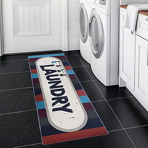 Laundry Room Rug Non-slip Flannel Floor Mat for Washroom Mudroom Kitchen Mat Area Rugs Laundry Runner Rug Tapis Cuisine: 45x70cm / PURPLE