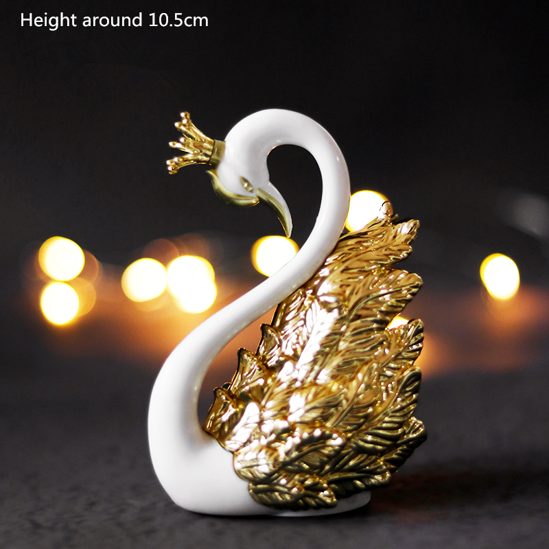 Crown Swan Gold Feather Cake Topper Hollow Star Birthday Party Decoration for Baby Shower Baking Supplies Anniversary Sweet: Crown swan A