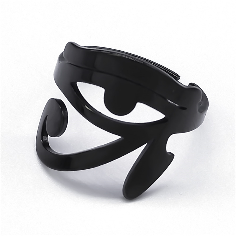 Anillo de Ojo de Horus egipcio antiguo para hombres y mujeres, amuleto de la suerte de Color dorado de acero inoxidable, anillos de joyería de Hip Hop: Verde