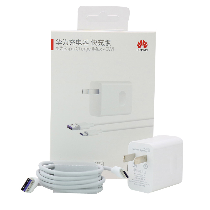 Huawei-cargador Original de 40W, adaptador de carga rápida UE 5A, cable USB tipo c para Mate 20 30 pro p40 p30 pro Honor 20 30 V30 V15: US Charger cable set