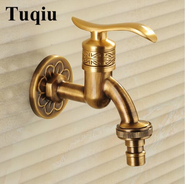 Antique brass decorative garden faucets single cold bibcocks washing machine tap outdoor faucet: model 2