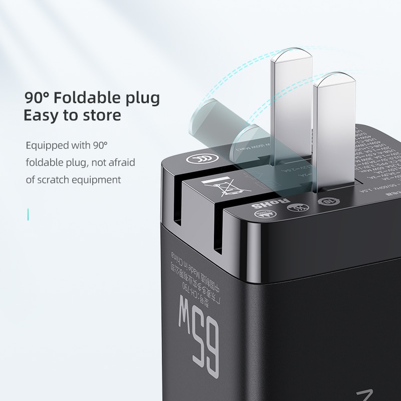 GaN Charger 65W Quick Charge 4.0 PD Fast Charge AFC FCP Travel Charger For Macbook Pro For Xiaomi iPhone 11 X XS Huawei Mate20