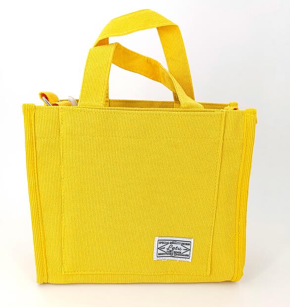 Women Corduroy Zipper Shoulder Bag Small Cotton Canvas Handbag Casual Tote Female Eco Crossbody Bag Vintage Messenger Bags: Yellow