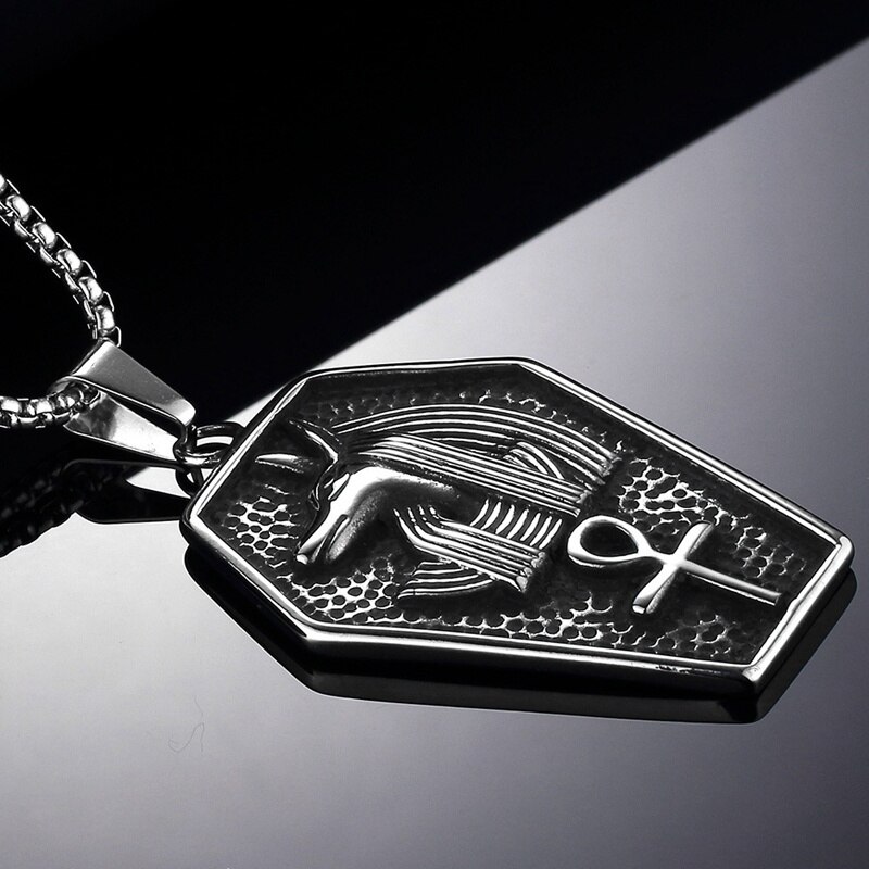 Collier à motif de croix Anubis de l'ancienne egypte pour hommes, étiquette de rétro, bijoux pour hommes