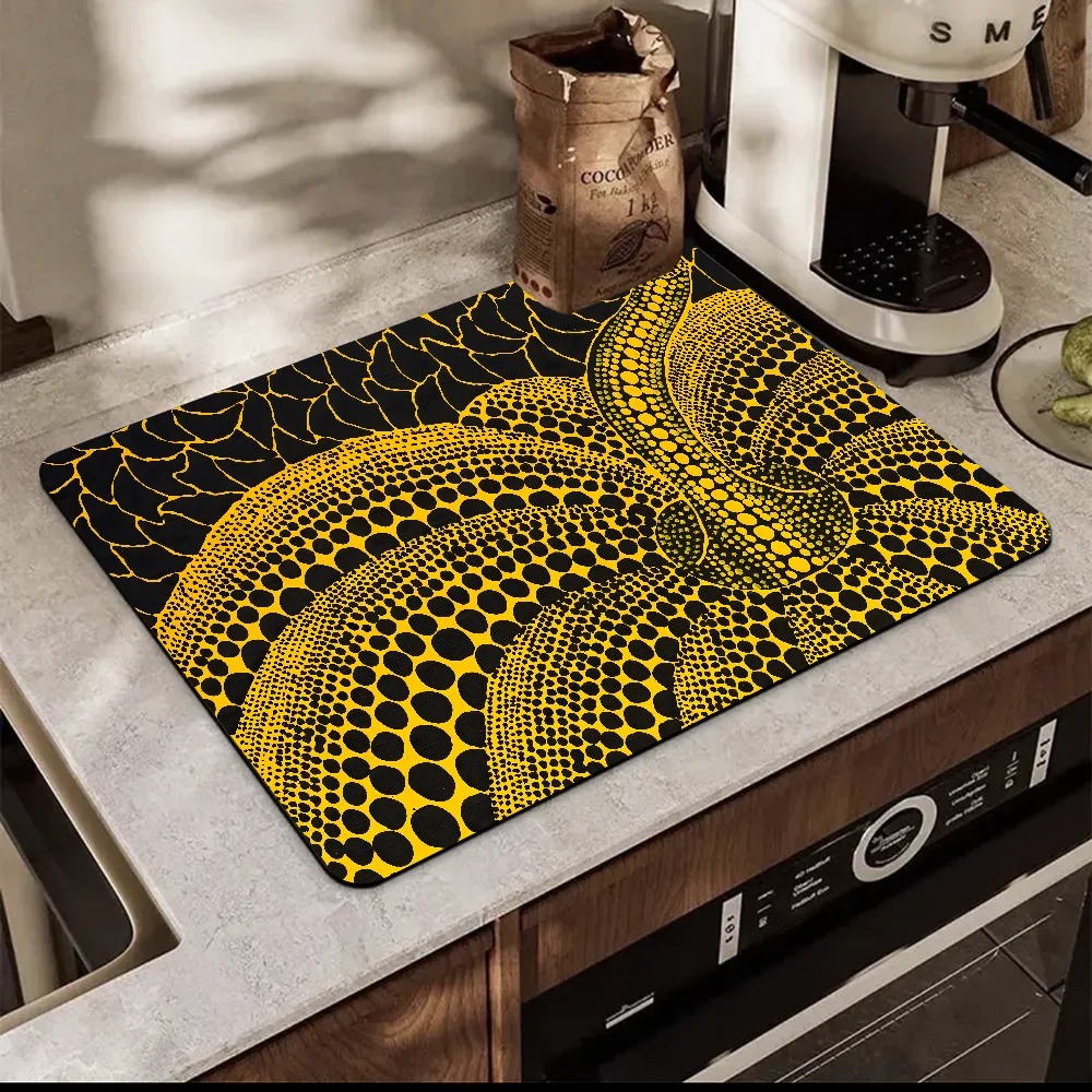 Yayoi Kusama Vloermat Gedrukt Schotel Droogmat Super Absorberend Koffie Afvoer Pad Servies Quick Rug Keuken Servies Placemat