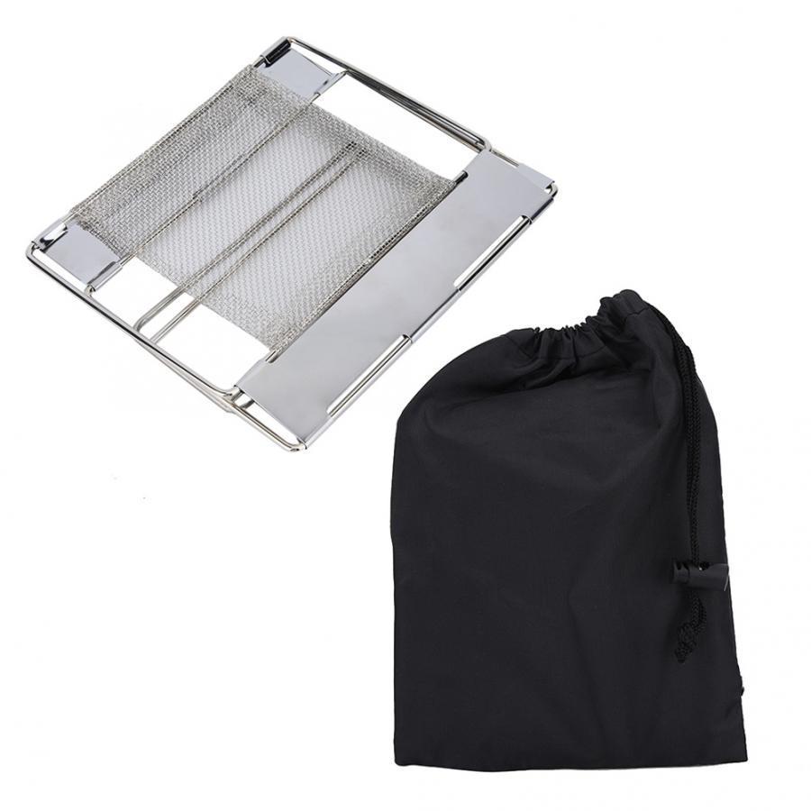 Folding BBQ Grill Stainless Steel Mini Portable Folding Barbecue Grill BBQ Bread Sausage Grilling Rack