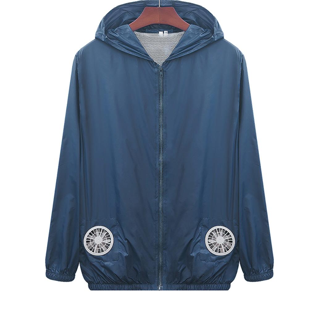 SALES！！Summer Outdoor Unisex Cooling Fan Long Sleeve Hooded Jacket Working Top Coat