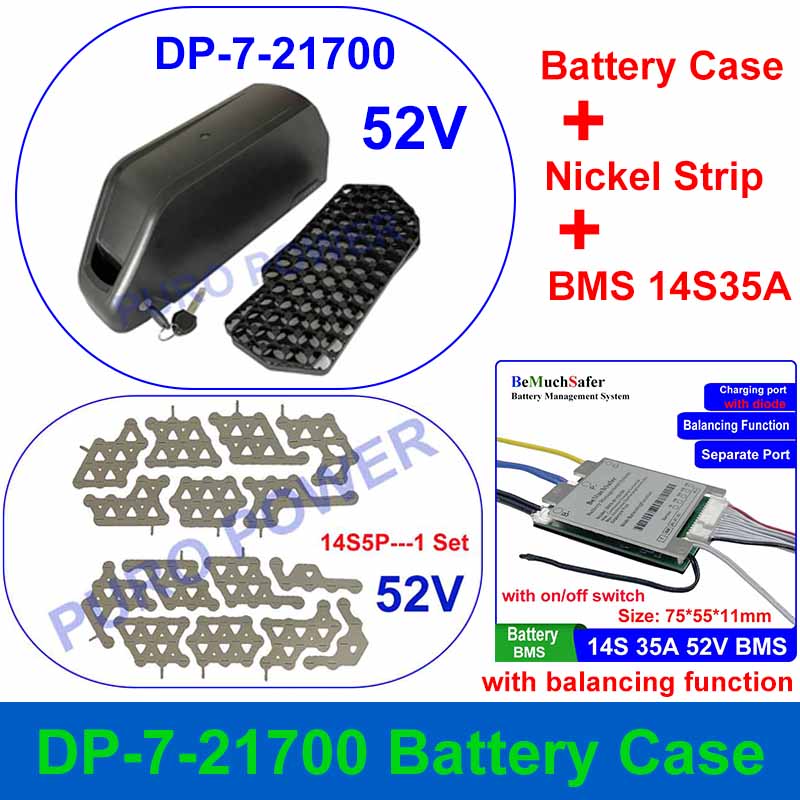 POLLY DP-7-21700 caja de batería compatible con 70 Uds 21700 celdas caja vacía tira de níquel 10S 13S 14S 35A DP-2170-7 para batería DIY 36V 48V 52V: Verde militar