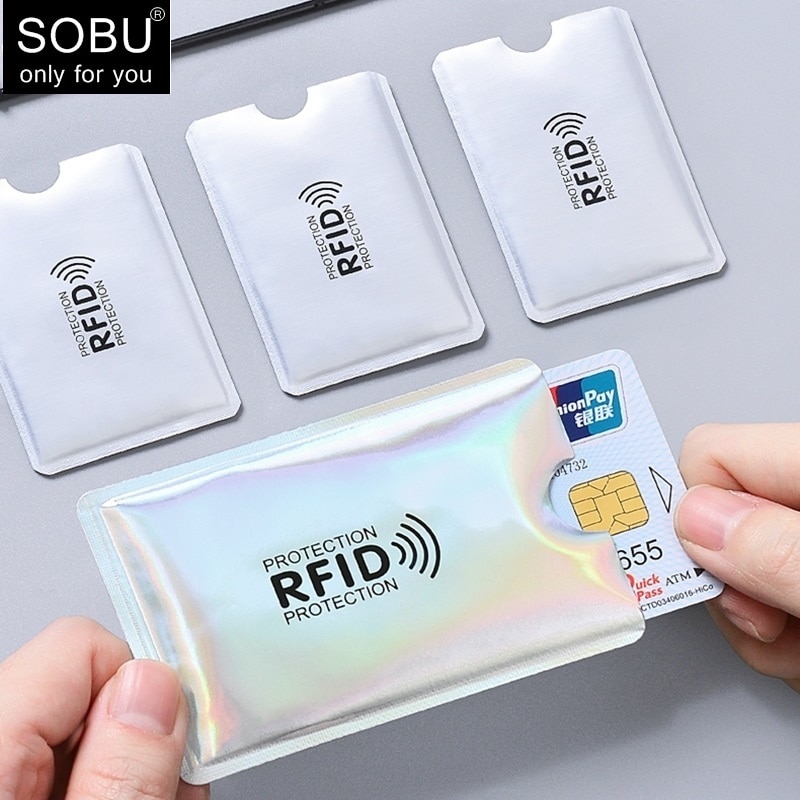 1pc novo alumínio anti rfid leitor bloqueio banco titular do cartão de crédito proteção novo leitor de cartão rfid metal titular do cartão de crédito h039