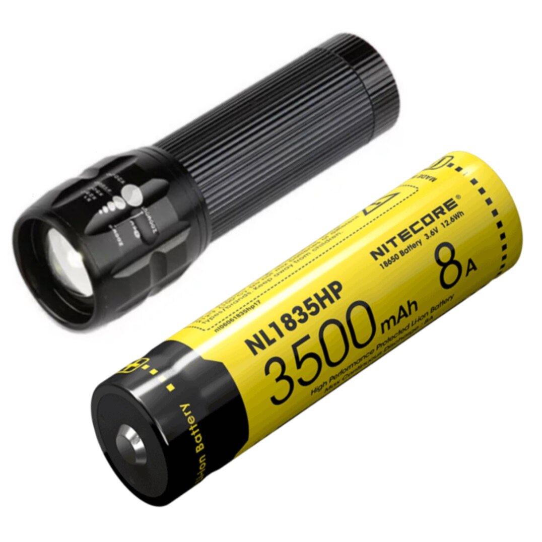 Nitecore-batería NL1835HP 18650, pila de 3500mAh, 3,6 V, 12.6Wh, 8A, botón de ion de litio protegido de alto rendimiento para linterna LED
