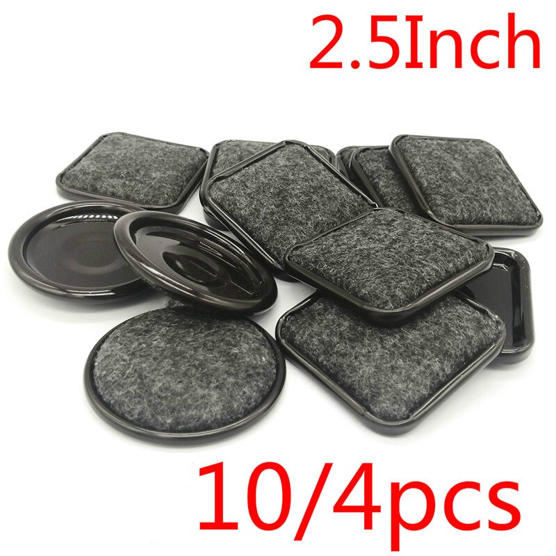10/4pcs 2.5Inch Round-shape/Square Furniture Felt Caster Cups Covers Protector Rubber Table Chair Legs Feet Felt Cover Brown
