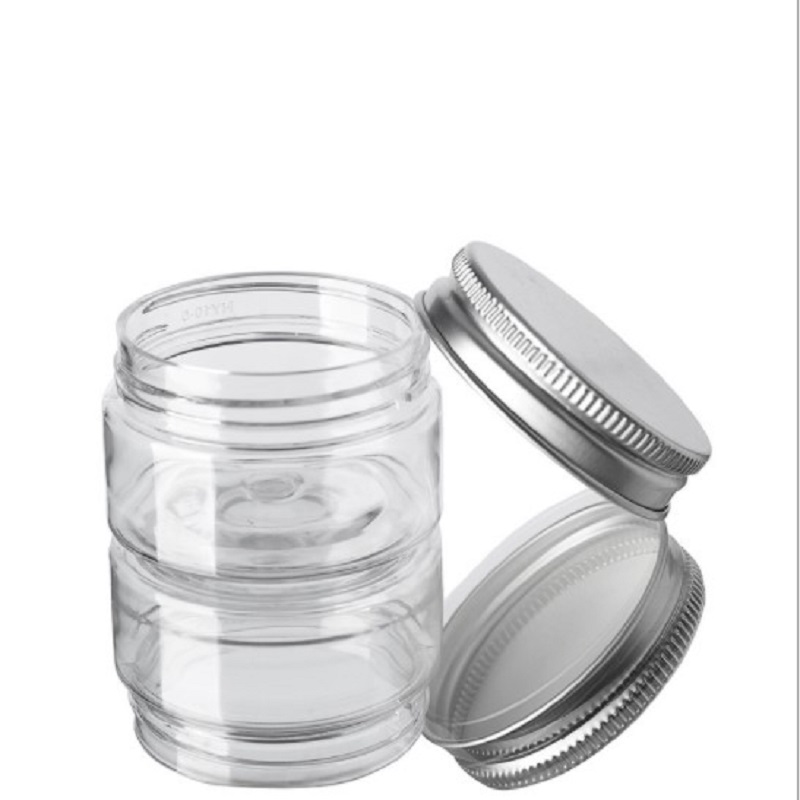 Multi-capacity Make Up Storage Jar Cosmetic Plastic Clear Empty Container Aluminum Lid Small Travel Bottle Makeup Box