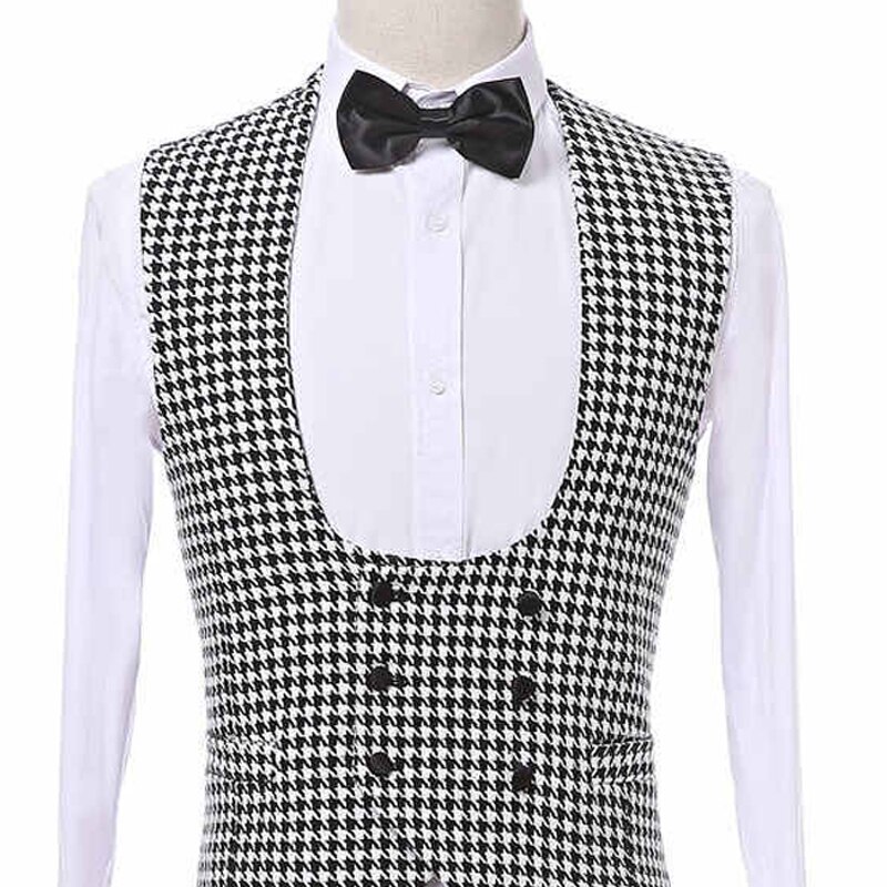 Chaleco de pata de gallo con doble botonadura para caballero, traje informal de una pieza, traje de