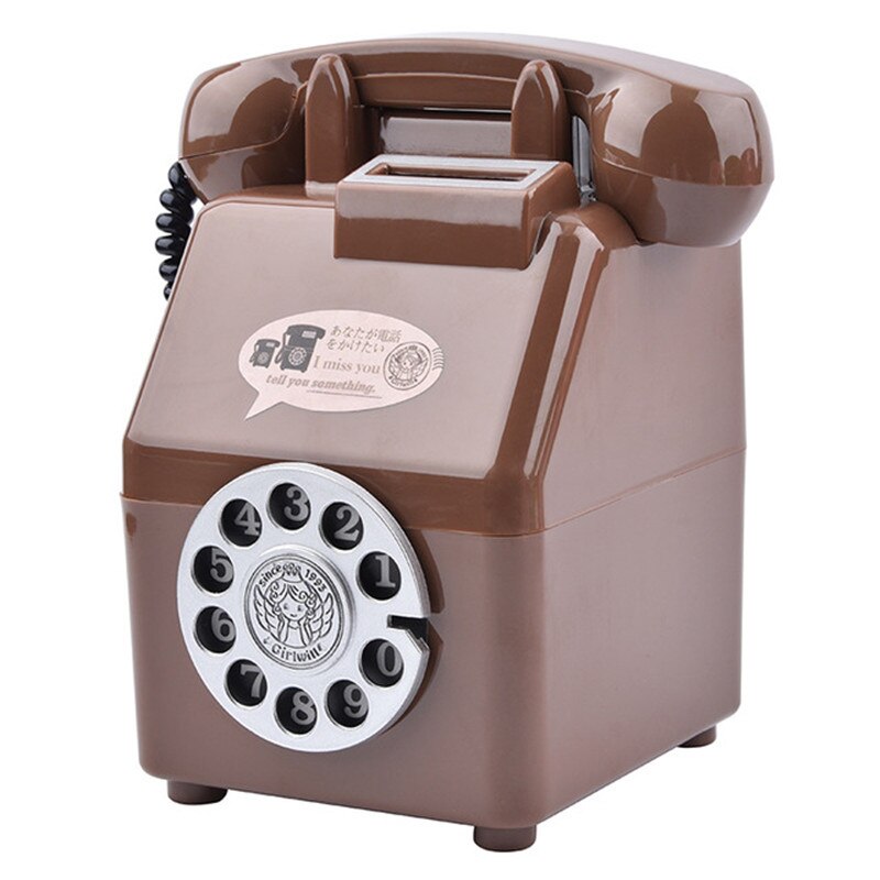 Retro Cute Telephone Piggy Bank Home Decor Children&#39;s Savings Toys for Friends Kids: Brown