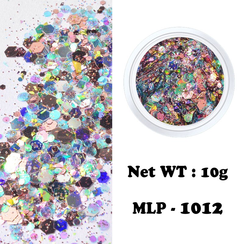 12 farger ødu paljett glitter sminke negle dekorasjon glitter 3d flak festlig festdekorasjon til negler ødu glitter dekorasjon: Mlp -1012