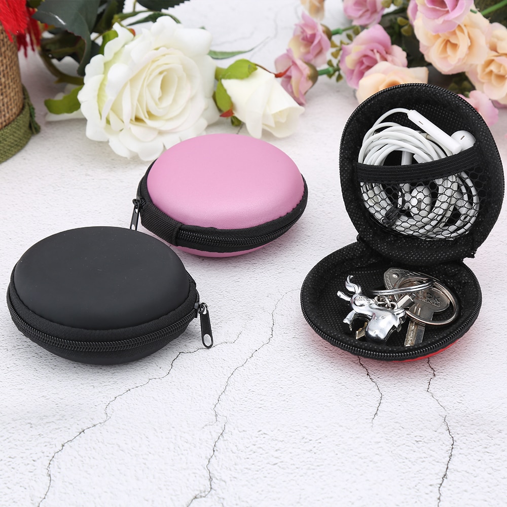 Mini Round Hard Earphones Case Portable Storage Bag for SD TF Cards Earphone Accessories Bags for xiaomi Samsung