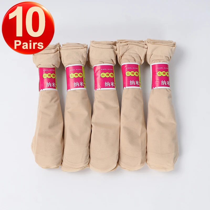 40Pcs=20Pairs Transparent Summer Socks Ultrathin Women Nylon Ladies Female Short Ankle Meias Elastic Crystal Spring Silk Sox: Gold