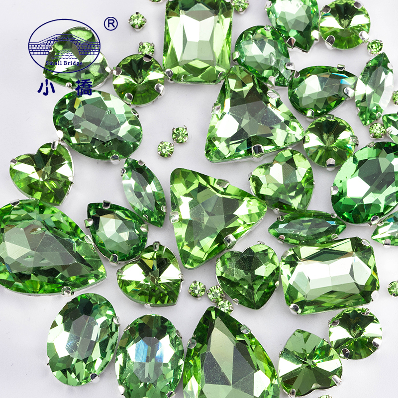 Glitter Gemengde Vorm Glas Steentjes Voor Kleding Roze Plaksteen Craft Edelstenen Kristal Naai Strass Met Klauw 50 stks/pak S048: Multi-Colored