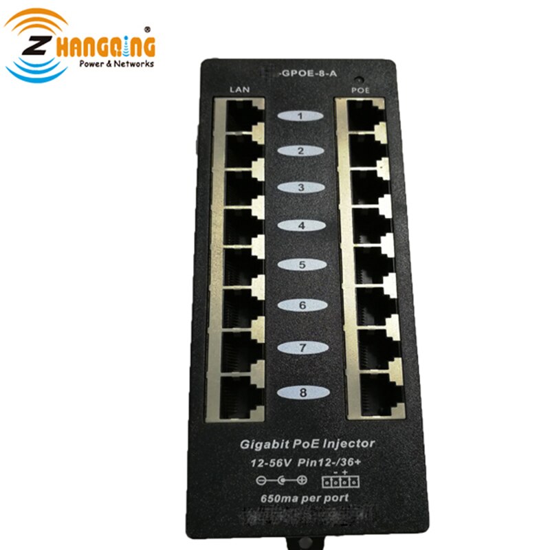 48V Multi Port Gigabit PoE Injector with 8 Ports Power Over Ethernet Passive or 802.3af for Cisco 48v device and IP Camera