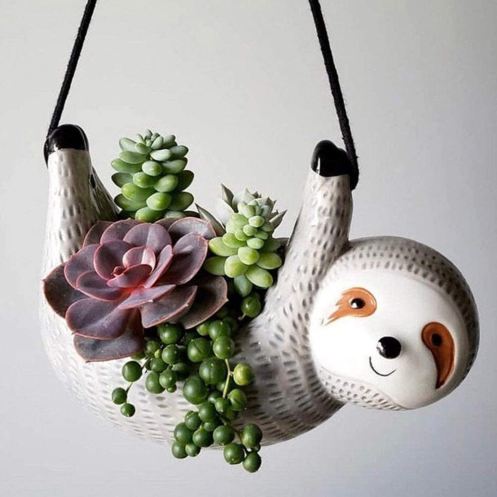 Succulent Pots Animal Planters Succulent Plant Pots Sloth Hanging Planter Hanging Flowerpot Indoor Outdoor Home Garden Decor