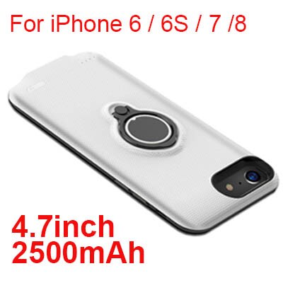 2500mAH 5000mAh Phone Battery Charging Case For iPhone 6 6s 7 8 3700mAh 7200mAh Battery Charger Case For iPhone 6/6S/7/8 Plus: 4.7 2500mah White