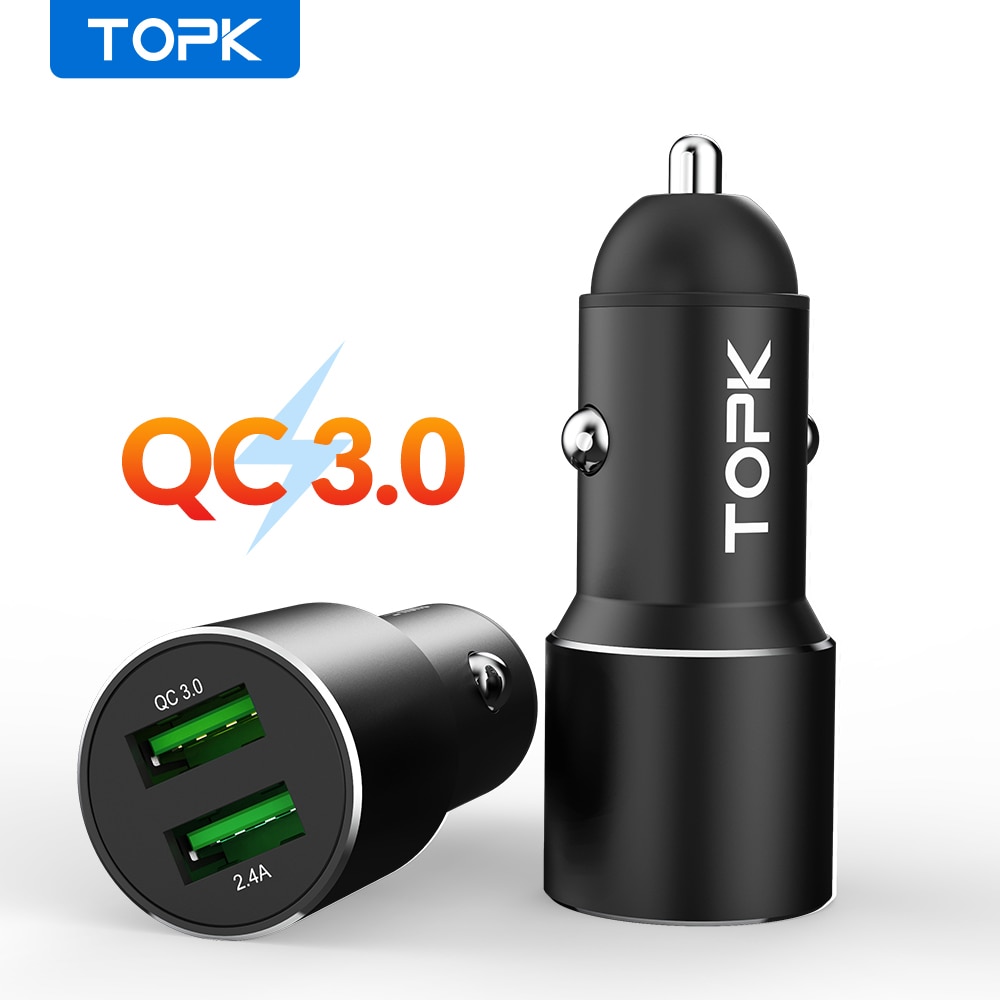 Topk G207Q Dual Usb Autolader Quick Charge 3.0 Fast Charger Auto-Oplader Voor Iphone Xiaomi Telefoon Oplader Adapter in Auto