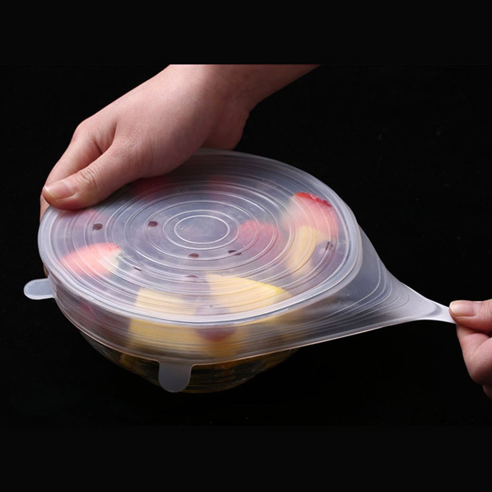 6pc silicone couvercle extensible réutilisable universel silicone bol pot couvercle conservation des aliments couvercle cuisson silicone couvercle accessoires de cuisine