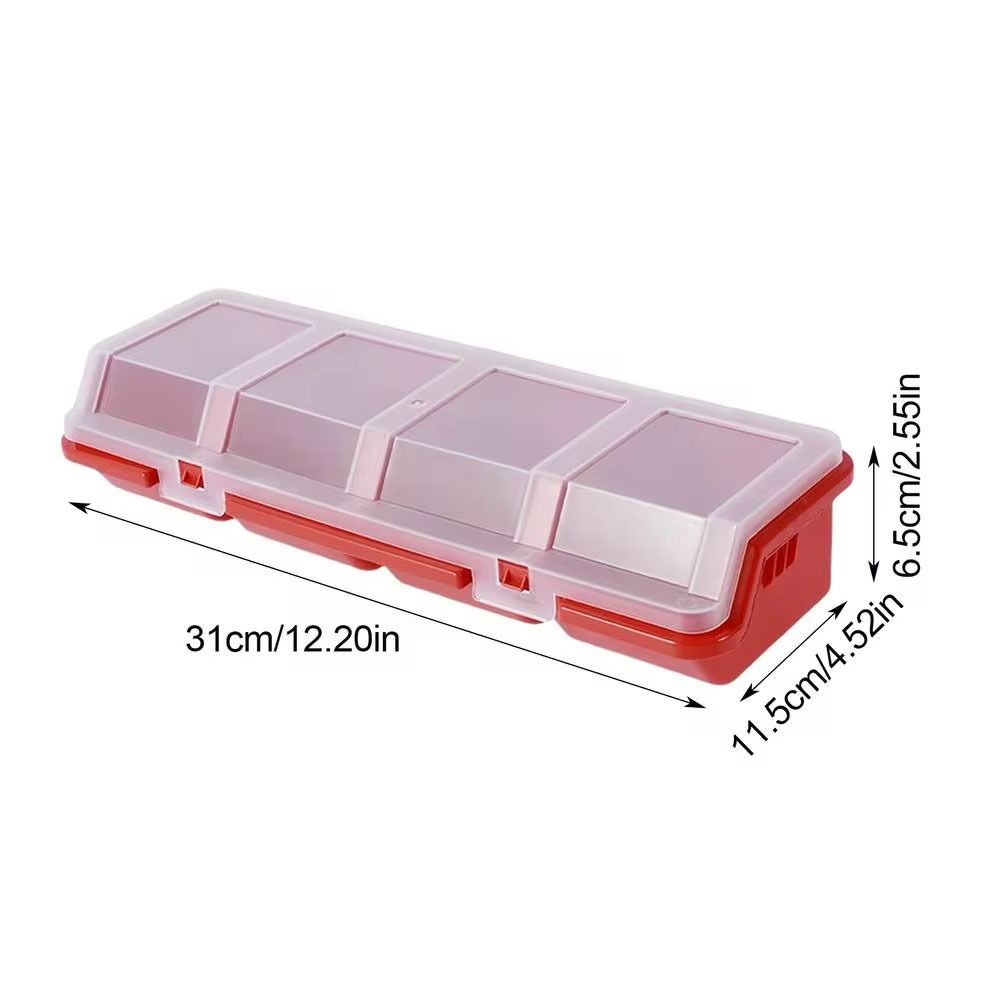 1Pcs Parts Storage Box Plastic Screw Organizer Box with 4 Compartment Tool Part Container Bin with Lid Display Storage Case: WHITE