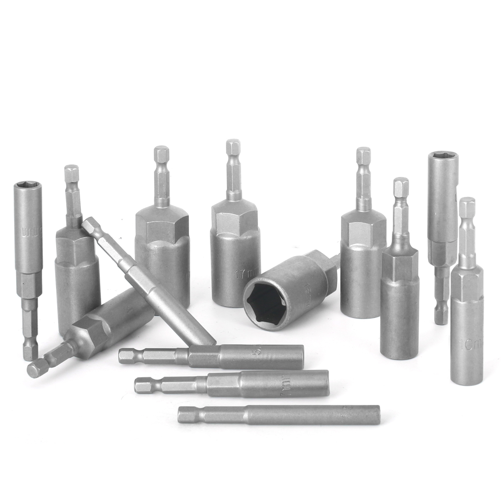 Length Deepen Impact Socket Adapter 5-19mm Power Nut Driver Socket Set 1/4-inch Hex Shank Screwdriver Key Head Hand Tool 1PC