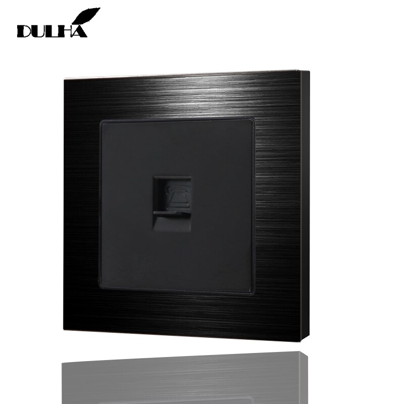 Telephone RJ11 Wall Socket Brushed Aluminum Satin Metal Panel UK US EU Standard Wiring Phone Electric Tel Port Jack Plug Outlet