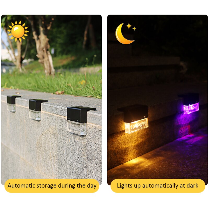 Solar Lamp Outdoor Binnenplaats Huishouden Outdoor Tuin Decoratie Led Kleurrijke Landschap Trap Stap Verlichting
