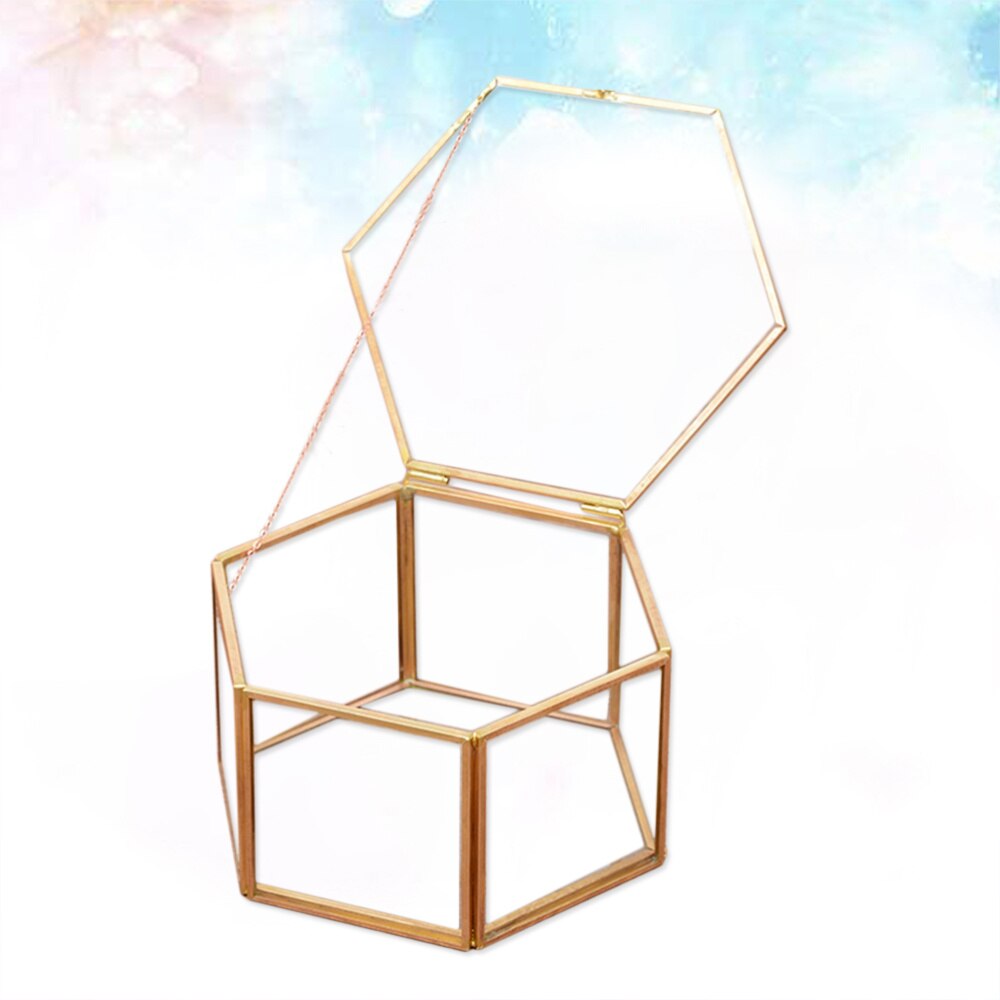 Vintage Glas Schmuckbox Achteck - 3-Etagen Display