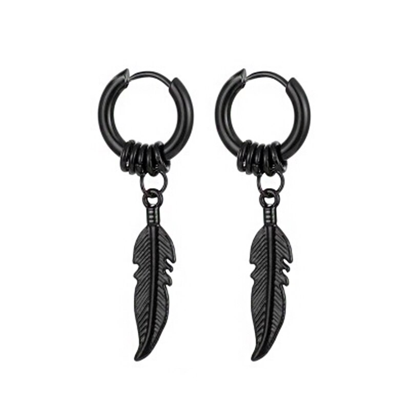 1 Pair Black Stud Earrings Mens Earrings Stainless Steel Black Earrings for Men Women Jewelry Piercing Hoop Earrings Set: Style 5
