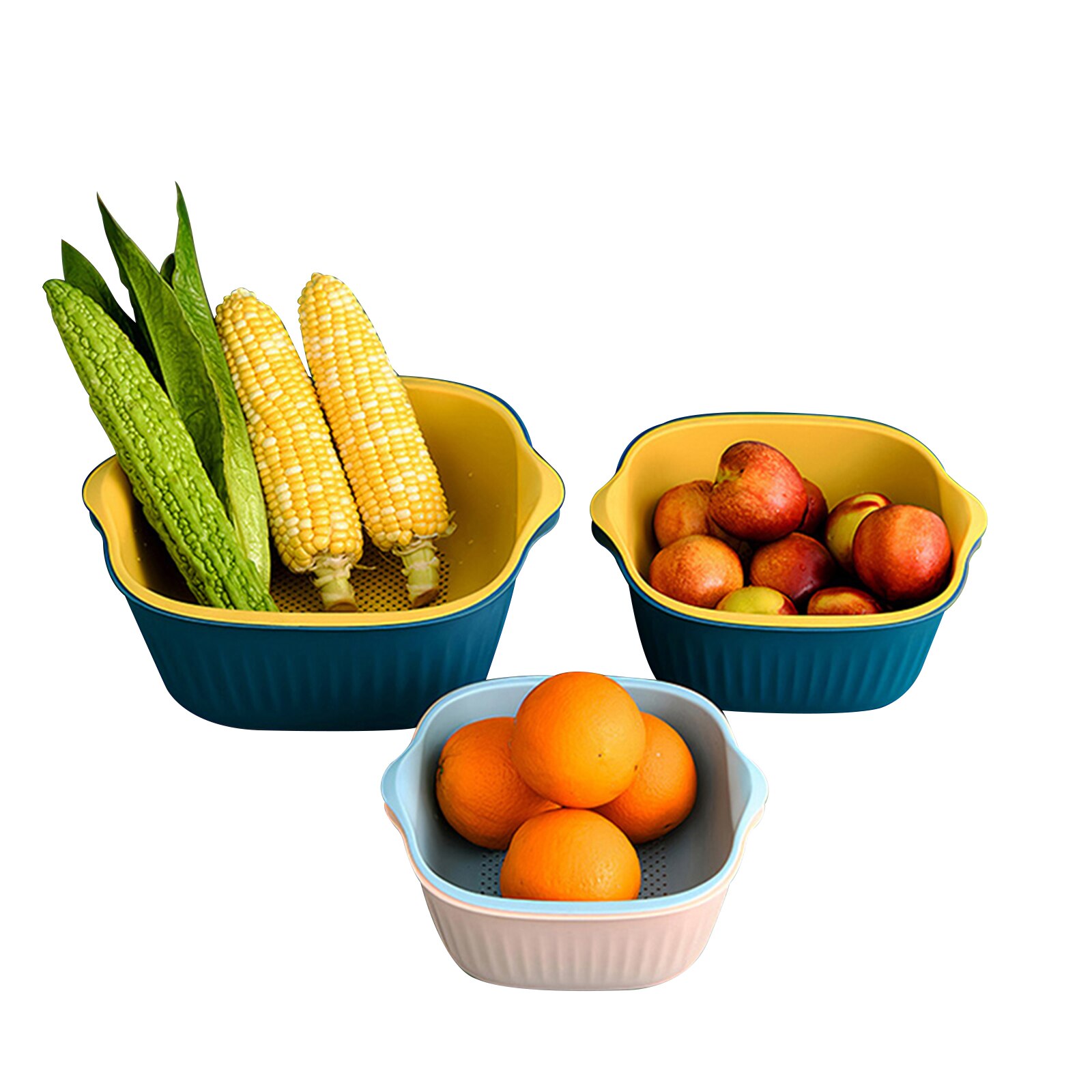Vegetables Drying Basket, Storage Box, Detachable Camping Kitchen Portable Tableware Large Capacity 2-Layer Box