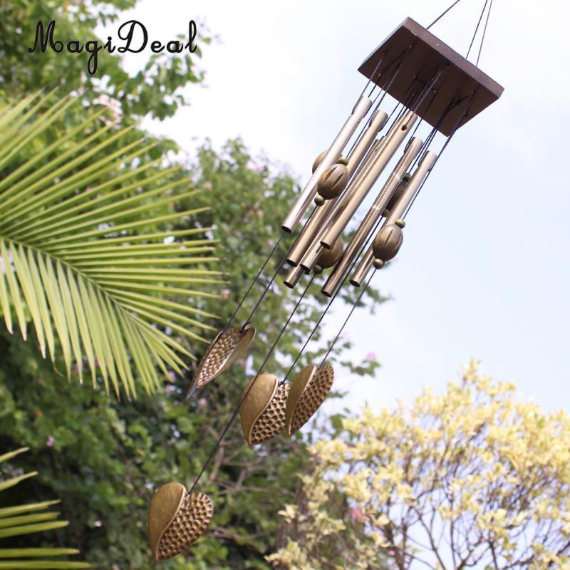 MagiDeal Chinese Feng Shui Lucky Windgong Metalen Buizen Home Garden Outdoor Living Hart Decor Windbells