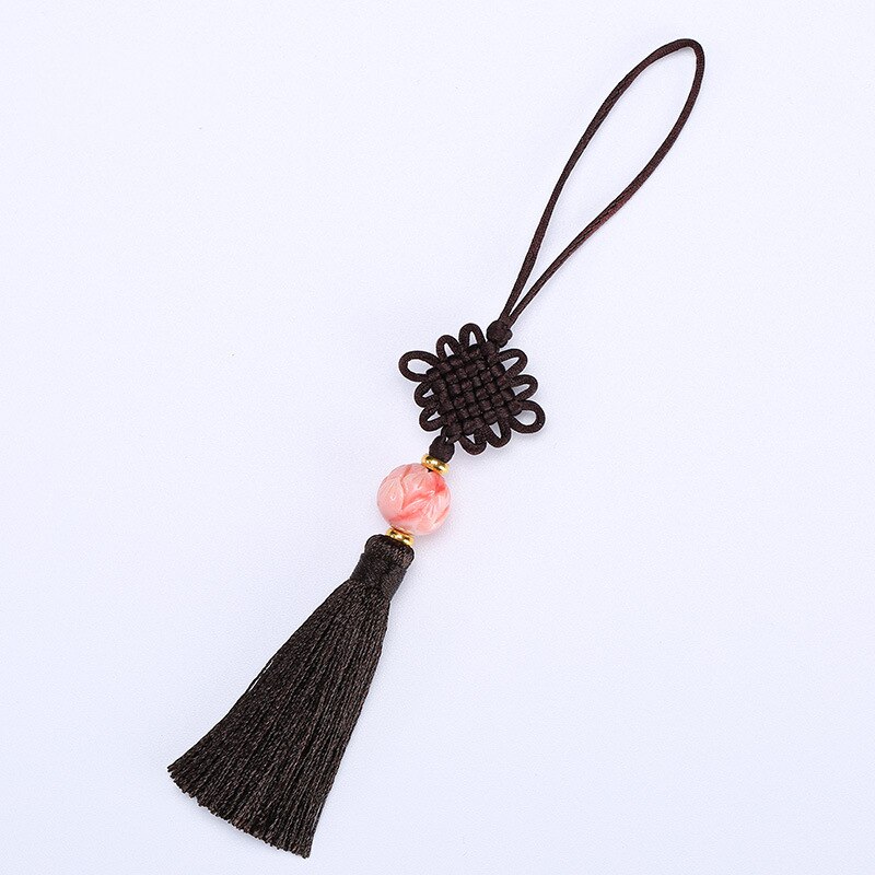 Cuentas de flor de loto de , 2 piezas, nudos chinos, borlas, joyería artesanal, bolsa de cortina, accesorios decorativos, borlas artesanales: Deep coffee