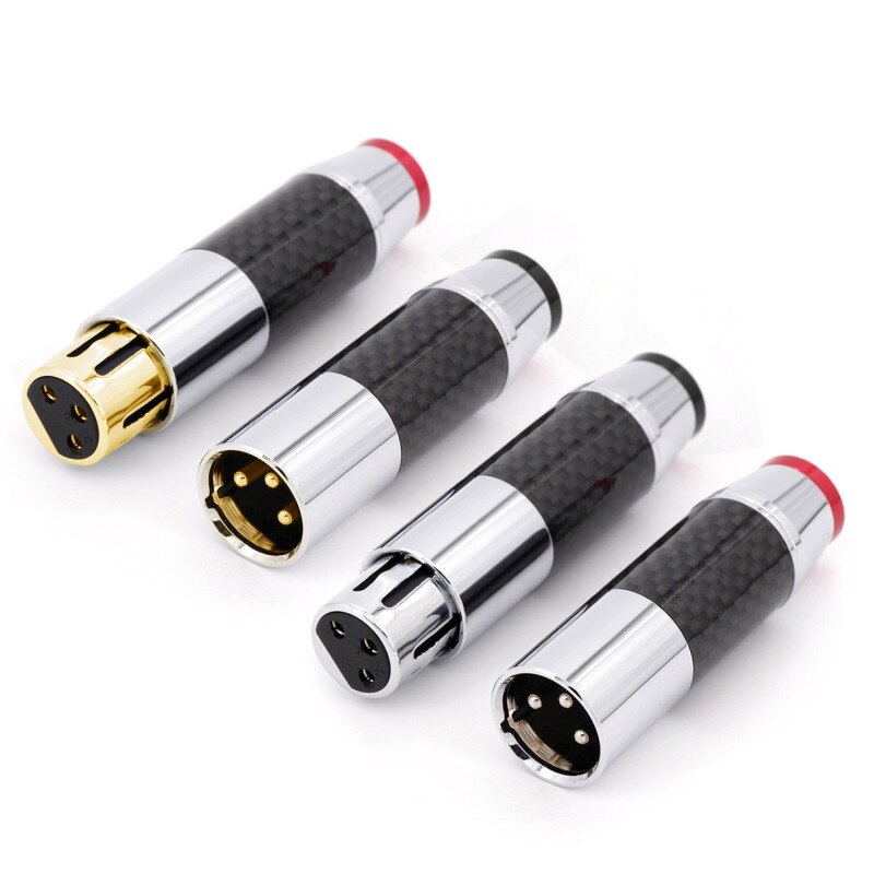 XLR Plug Adapter 3 Pin Carbon Fiber Gold Rhodium Plating High end Audio XLR Male Female Connectors Speakers Hifi AUX Jack Socket